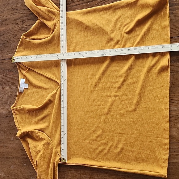 Michael Kors Mustard Yellow Flutter Sleeve V Neck Long Sleeve Top Sz 2x - Picture 10 of 10